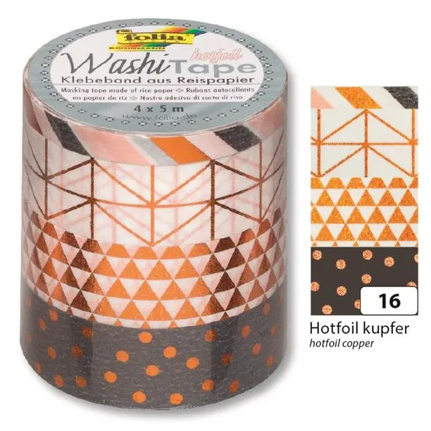 0,40€/m Folia Washitape Hotfoil Kupfer Klebeband aus Reispapier 4 x 5m