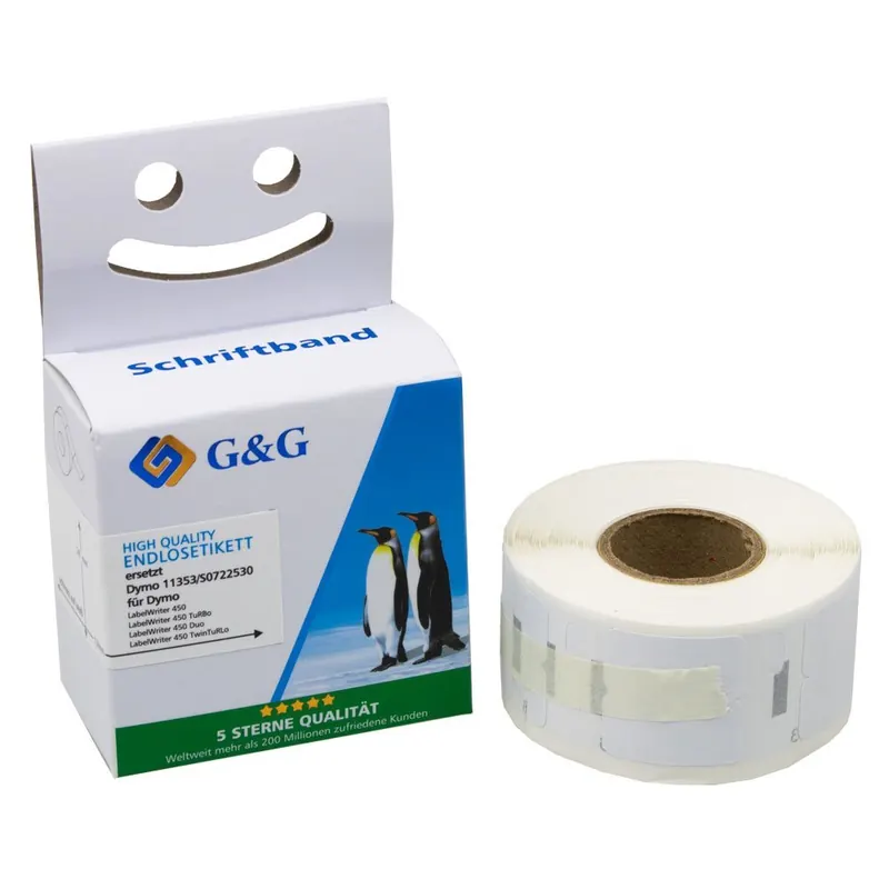 1.000 G&G Etiketten kompatibel zu Dymo 11353/ s0722530 (12mm x 24mm) schwarz auf weiß, ablösbar