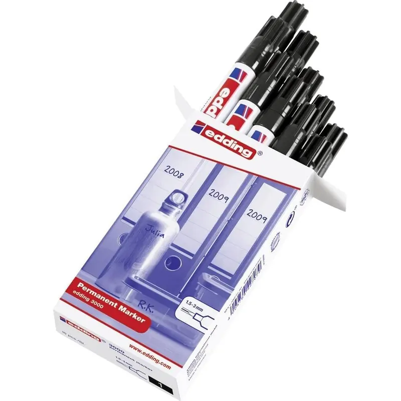 10er Pack edding 3000 Permanentmarker, schwarz, Rundspitze 1,5-3 mm