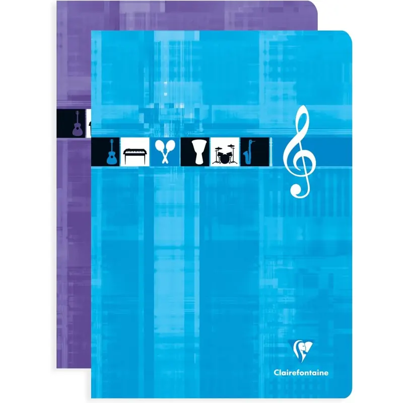 10x Clairefontaine 3114C - Noten- und Gesangsheft, ideal für Musikunterricht, DIN A4, 21 x 29,7cm, 28 Blatt, 90g, farbig sortiert