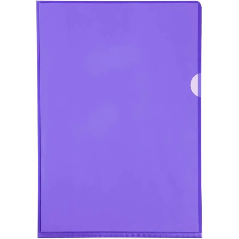 10x Exacompta 660505E PVC-Kunststoff Aktenhüllen. Für DIN A4 transparent glasklar violett oben und seitlich offen Plastikhülle Klarsichthülle für Büro und die mobile Organisation