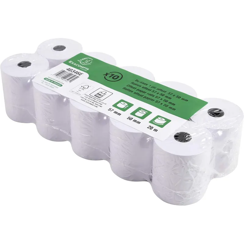 10x EXACOMPTA Kassenrollen, 57 mm x 20 m x 12 mm, extra weiß 40346E