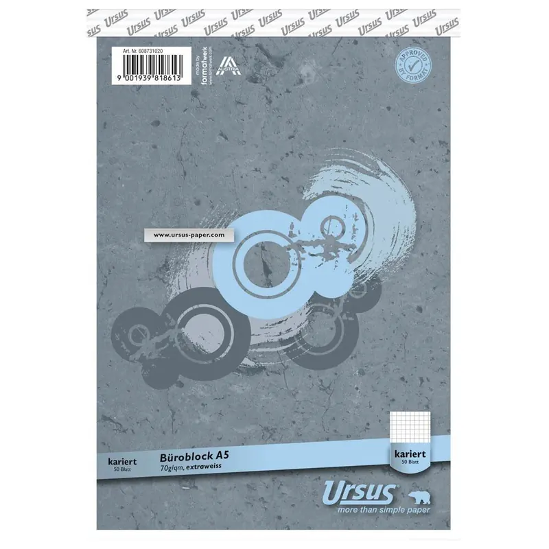 10x Ursus Briefblöcke DIN A5 kariert 50 Blatt, perforiert, 70g/m² weiß
