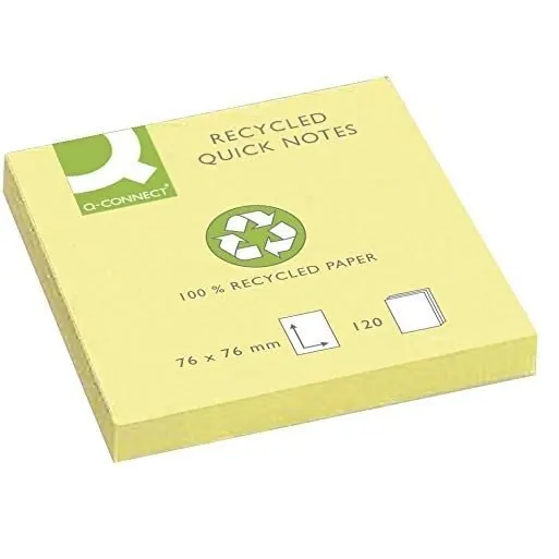 12er Pack Haftnotizblock Recycling 76x76mm gelb 100 Blatt Q-CONNECT KF05609