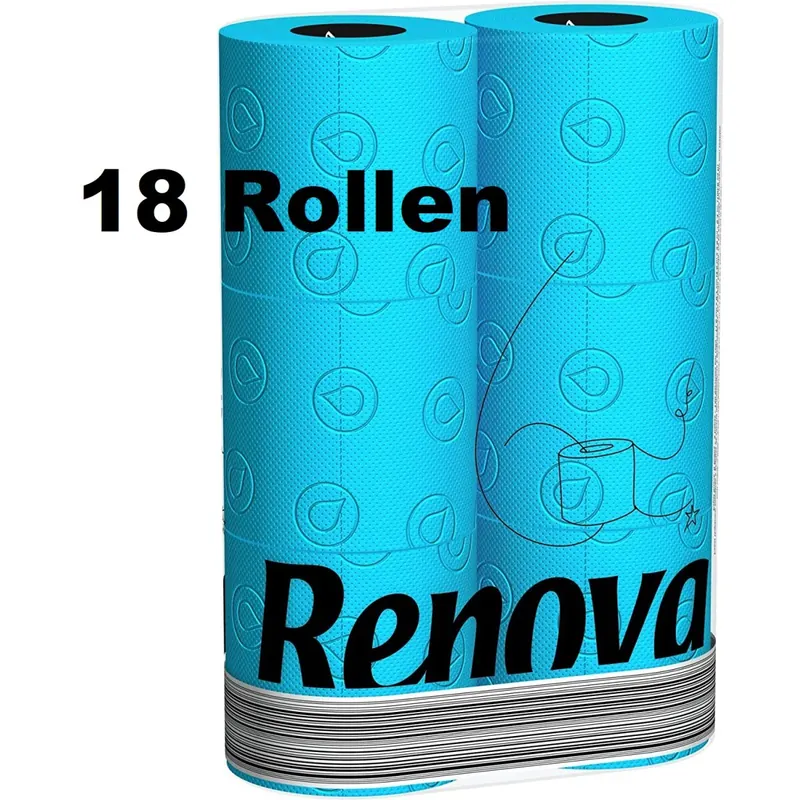 18 Rollen RENOVA Blaues Toilettenpapier - BLAU in Folie