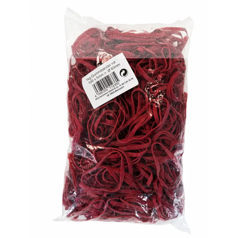 1kg Gummibänder / Gummiringe Ø 60mm - 100 x 5mm Rot