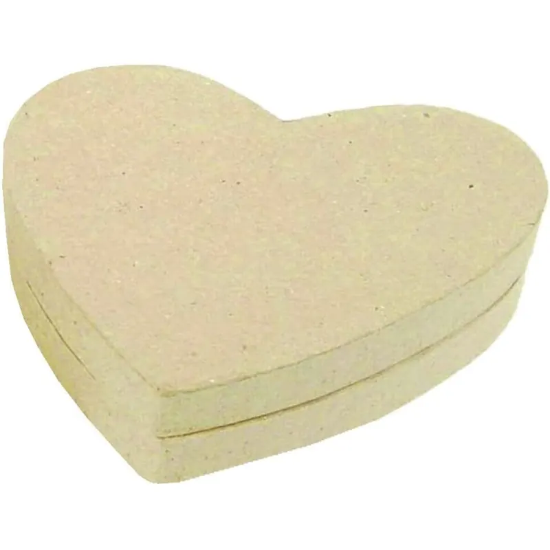 2 Stück Decopatch BT036C Box in Herzform flach aus Pappmaché, perfekt für Ihre Wohndeko, 13 x 11 x 3,5 cm zum Verzieren, XS, Kartonbraun