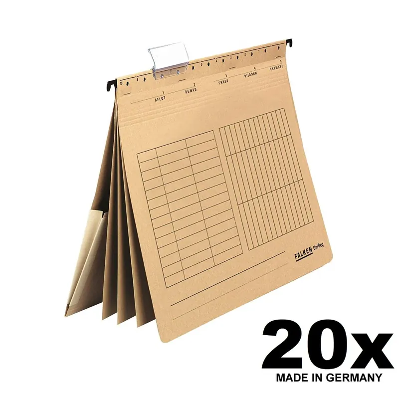20x Falken Personalhefter UniReg, 80002363, 230 g/qm Karton, DIN-A4, 4 Fächer, natronbraun