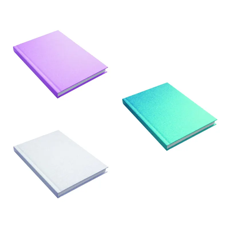 3er Set Kladden - Notizbuch - DIN A5 - 80 Blatt - 80g/m² - kariert - mit Glittercover - 3 Farben - sortiert