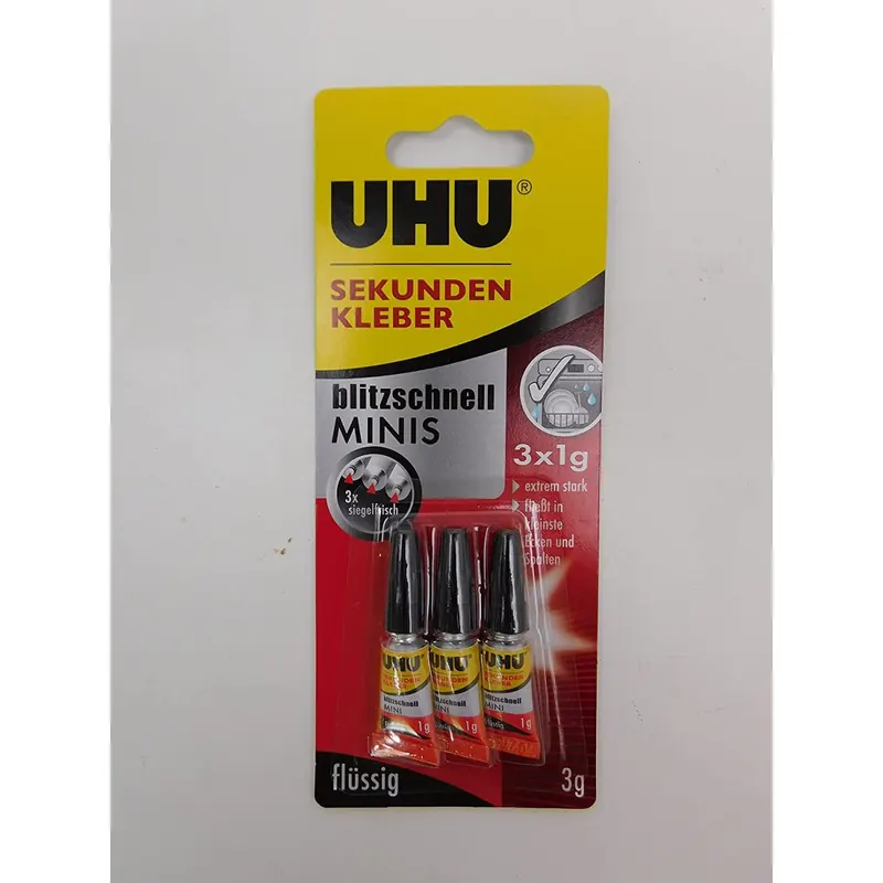 3x UHU 45440 Sekundenkleber – blitzschnell MINIS – 1g