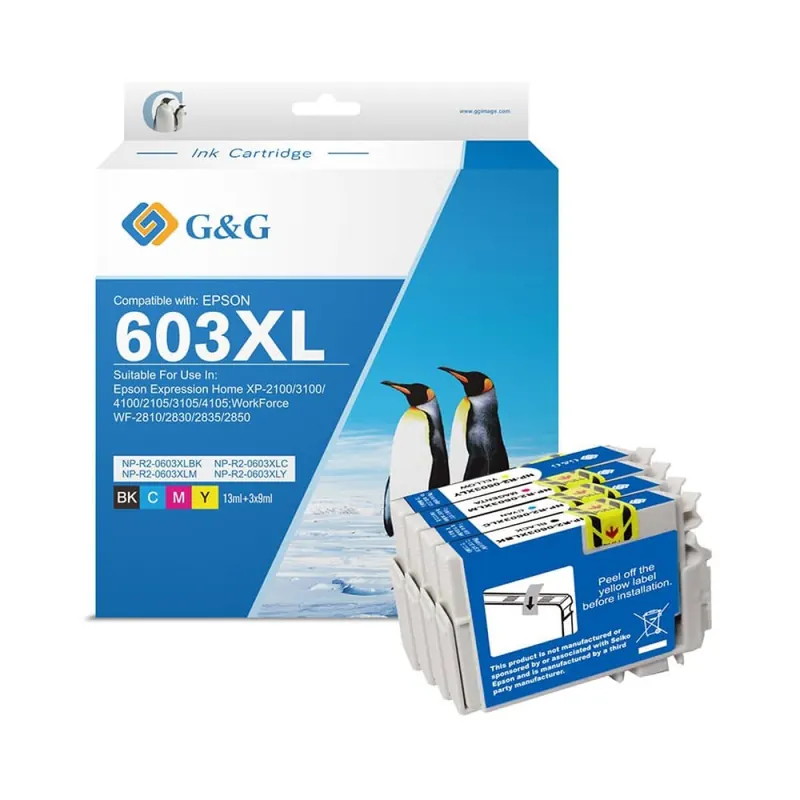 4 G&G XL-Druckerpatronen kompatibel zu Epson 603XL/ C13T03A64010 je 1x Schwarz, Cyan, Magenta, Gelb