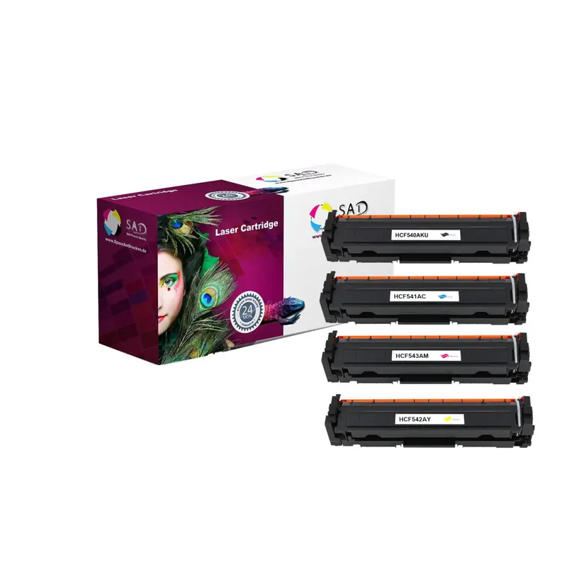 4er Pack SAD Premium Toner komp. zu HP 203A - CF540A + CF541A + CF542A + CF543A black cyan magenta yellow