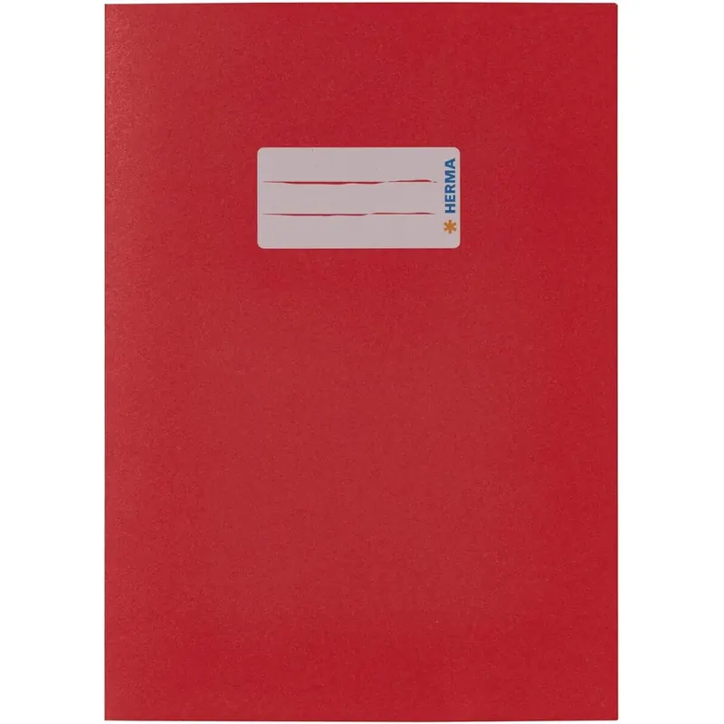 5 Stück HERMA 5502 Heftumschlag A5 Papier Rot, Hefthülle mit Beschriftungsfeld aus extrem kräftigen Papier & satten Farben, Heftschoner für Schulhefte, farbig