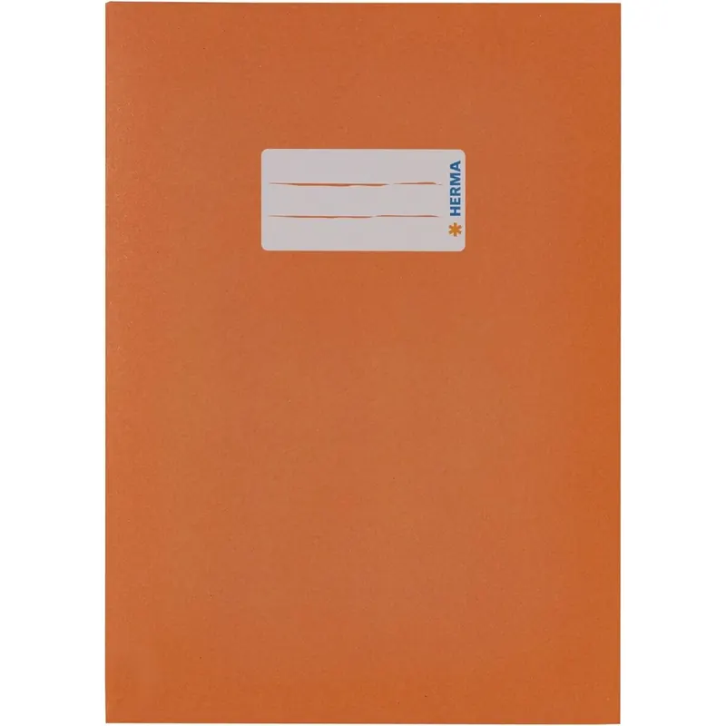 5 Stück HERMA 5504 Heftumschlag A5 Papier Orange, Hefthülle mit Beschriftungsfeld aus extrem kräftigen Papier & satten Farben, Heftschoner für Schulhefte, farbig