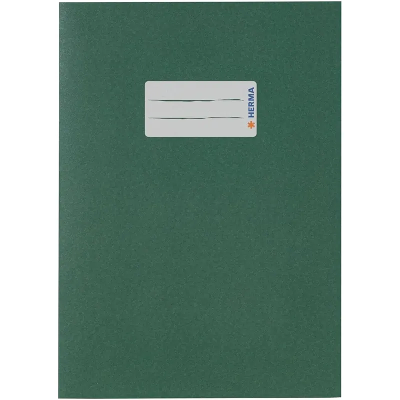 5 Stück HERMA 5505 Heftumschlag A5 Papier Grün, Hefthülle mit Beschriftungsfeld aus extrem kräftigen Papier & satten Farben, Heftschoner für Schulhefte, farbig
