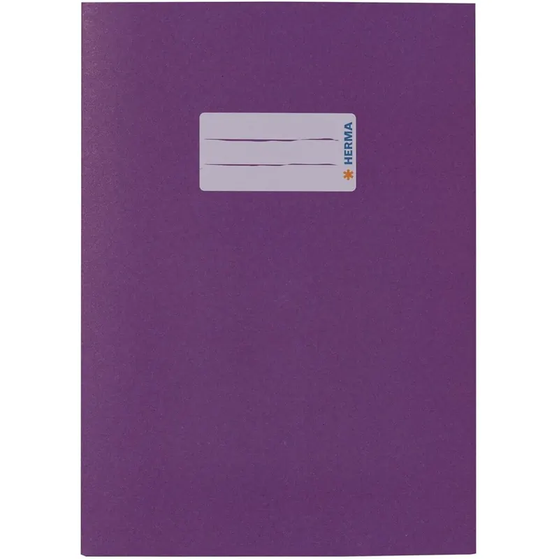 5 Stück HERMA 5506 Heftumschlag A5 Papier Violett Lila, Hefthülle mit Beschriftungsfeld aus extrem kräftigen Papier & satten Farben, Heftschoner für Schulhefte, farbig