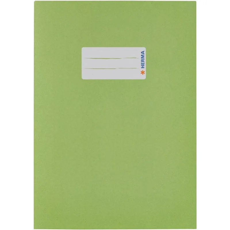 5 Stück HERMA 5508 Heftumschlag A5 Papier Hellgrün, Hefthülle mit Beschriftungsfeld aus extrem kräftigen Papier & satten Farben, Heftschoner für Schulhefte, farbig