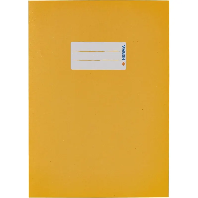 5 Stück HERMA 5511 Heftumschlag A5 Papier Gelb, Hefthülle mit Beschriftungsfeld aus extrem kräftigen Papier & satten Farben, Heftschoner für Schulhefte, farbig