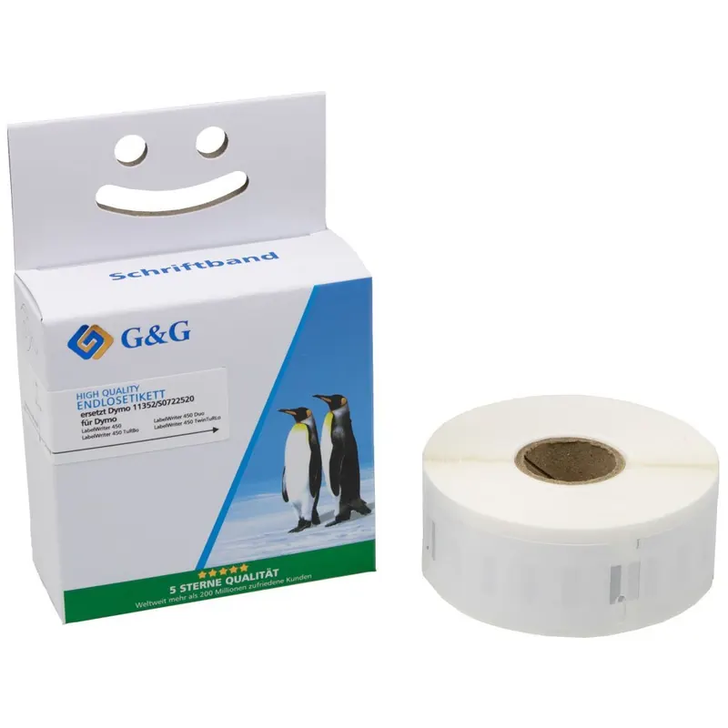 500 G&G Etiketten kompatibel zu Dymo 11352/ S0722520 (25mm x 54mm) schwarz auf weiß