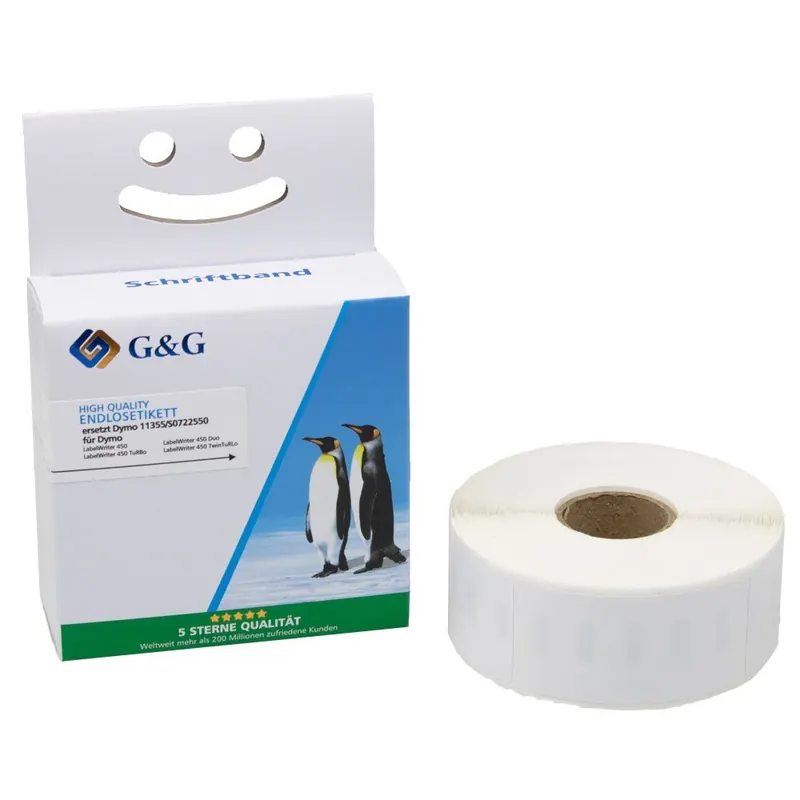 500 G&G Etiketten kompatibel zu Dymo 11355/ s0722550 (19mm x 51mm) schwarz auf weiß ablösbar