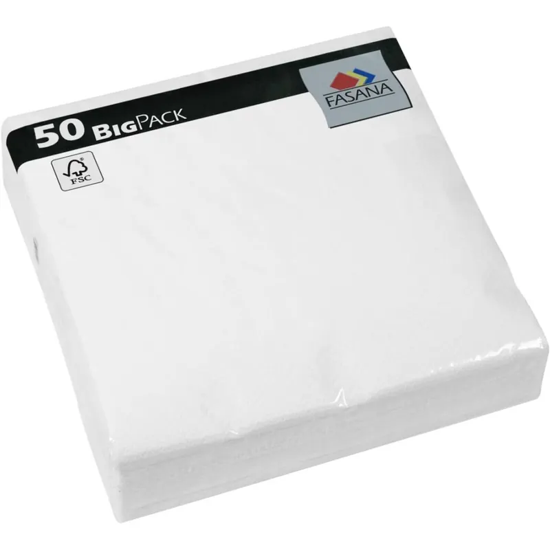 500 Servietten Fasana BigPack (10x50 Stück) | 3-lagige Papierservietten in weiß | Serviette 1/4-Falz Größe: 33x33 cm, Dekoserviette, Prägeservietten für Serviettenhalter & Spender