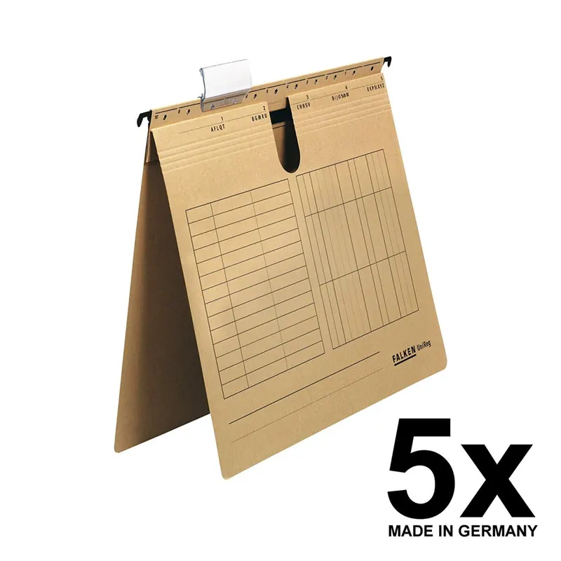 5x Falken Hängehefter 80004344 UniReg, braun 230g/m²-Kraftkarton, kaufm. Heftung