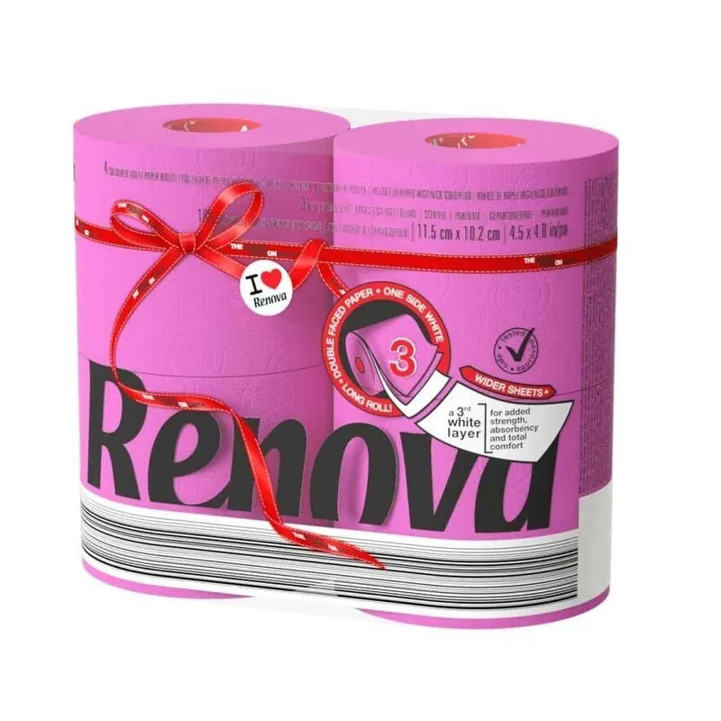 5x Renova pinkes Toilettenpapier, PINK 3-lagig, 4 Rollen