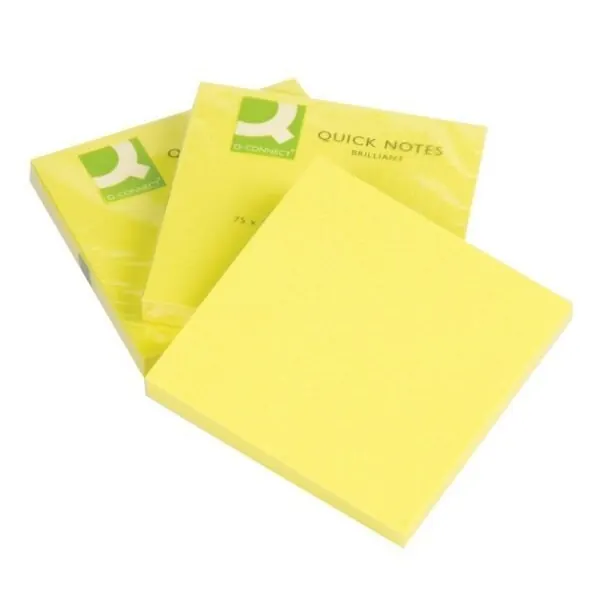 6er Pack Q-Connect Haftnotizen KF10514 Brilliant 80 Blatt - brillantgelb