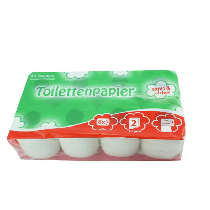 8 Rollen Toilettenpapier - 2-lagig - 250 Blatt - weiß