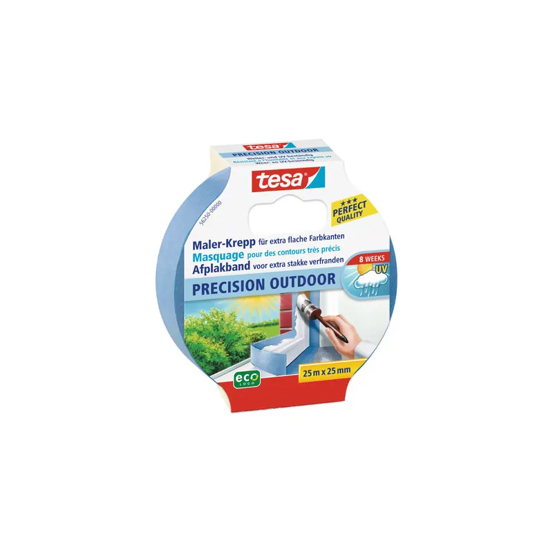 Abdeckband tesa Malerband Precision Outdoor 56251 - 38 mm x 25 m blau Kreppband für Privat/Endverbraucher-Anwendungen