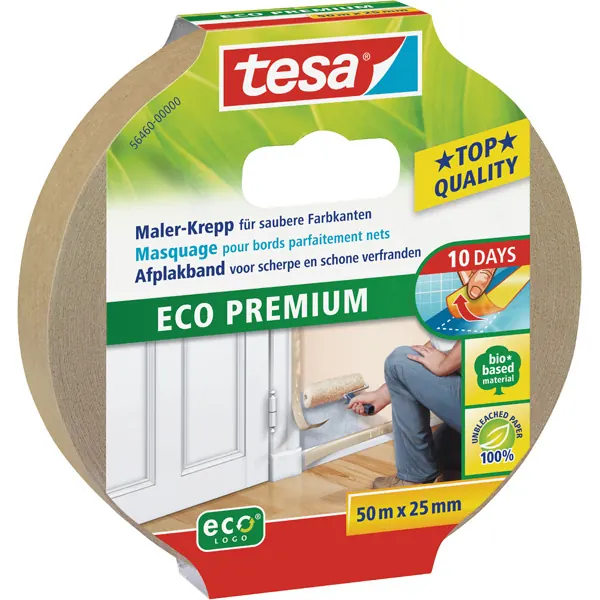 Abdeckband tesa Malerkrepp Classic Pro Nature 56460 - 25 mm x 50 m beige Kreppband für Privat/Endverbraucher-Anwendungen