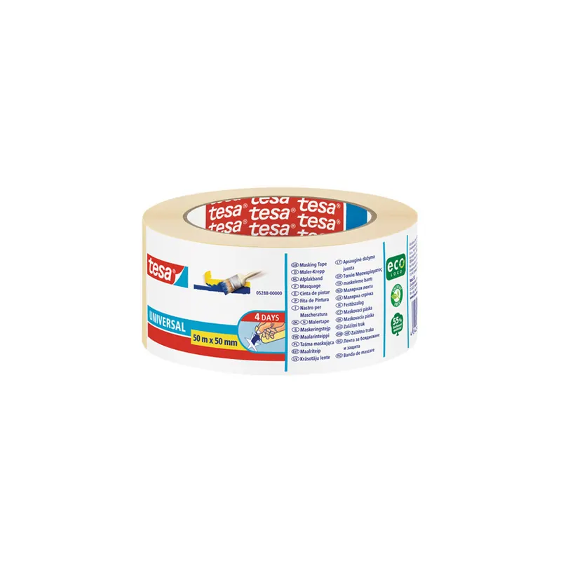 Abdeckband tesa Malerkrepp Universal 5288 Pckg/6 - 50 mm x 50 m beige Kreppband für Privat/Endverbraucher-Anwendungen