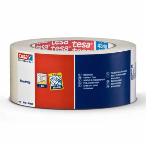 Abdeckband tesa tesakrepp 4348 - 50 mm x 50 m hellbeige Kreppband für Industrie/Gewerbe-Anwendungen  Pckg/36
