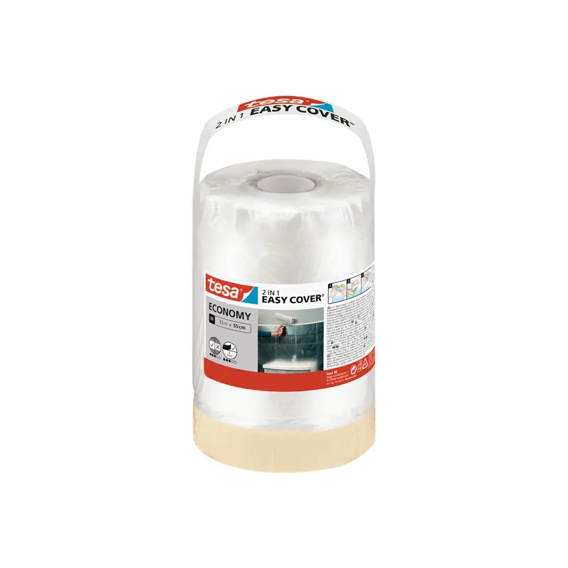Abdeckfolie Nachfüllrolle tesa Easy Cover Economy 56576 - 550 mm x 33 m transparent Kreppband für Privat/Endverbraucher-Anwendungen  Pckg/6