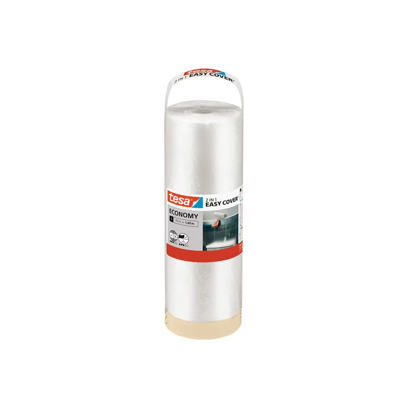 Abdeckfolie Nachfüllrolle tesa Easy Cover Economy 56577 - 1400 mm x 33 m transparent Kreppband für Privat/Endverbraucher-Anwendungen  Pckg/6