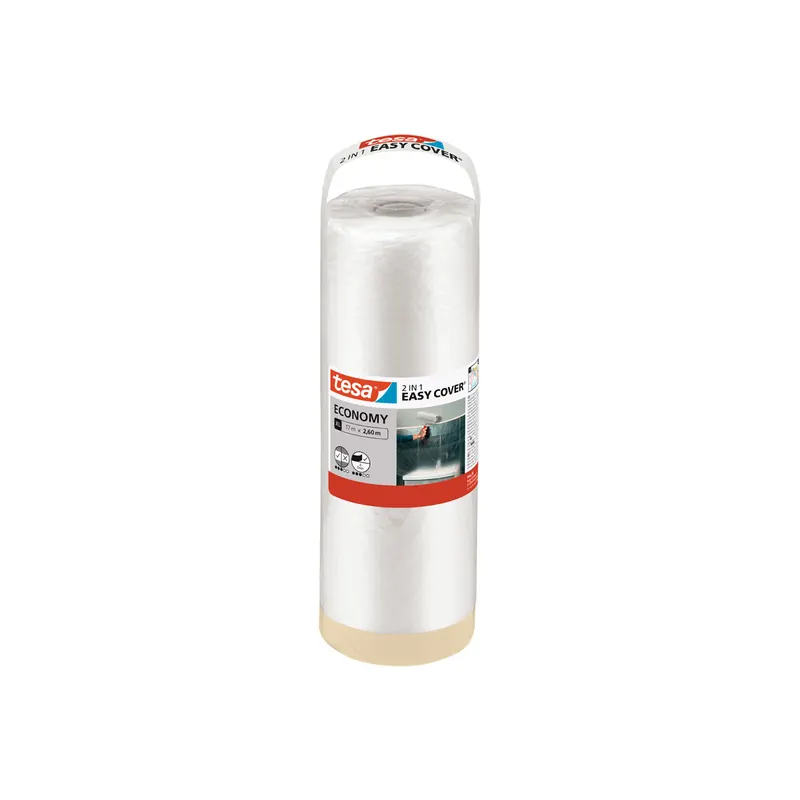 Abdeckfolie Nachfüllrolle tesa Easy Cover Economy 56578 - 2600 mm x 17 m transparent Kreppband für Privat/Endverbraucher-Anwendungen  Pckg/6