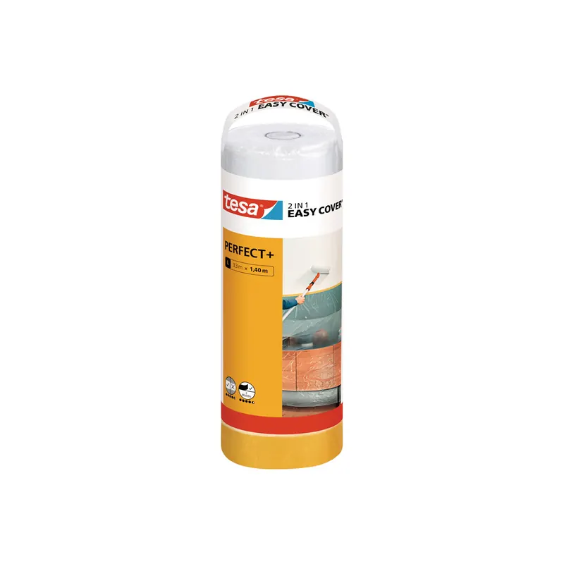 Abdeckfolie Nachfüllrolle tesa Easy Cover Perfect 56574 - 1400 mm x 33 m transparent Kreppband für Privat/Endverbraucher-Anwendungen  Pckg/6