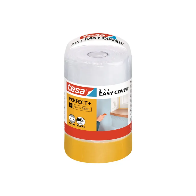 Abdeckfolie Nachfüllrolle tesa Easy Cover Perfect 56593 - 550 mm x 33 m transparent Kreppband für Privat/Endverbraucher-Anwendungen  Pckg/6