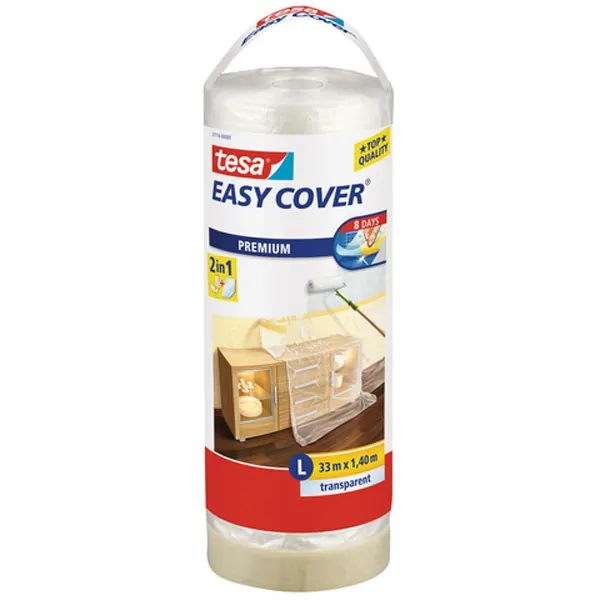 Abdeckfolie Nachfüllrolle tesa Easy Cover Premium 57116 - 1400 mm x 33 m hellbraun Kreppband für Privat/Endverbraucher-Anwendungen