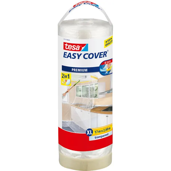 Abdeckfolie Nachfüllrolle tesa Easy Cover Premium 57117 - 2600 mm x 17 m hellbraun Kreppband für Privat/Endverbraucher-Anwendungen