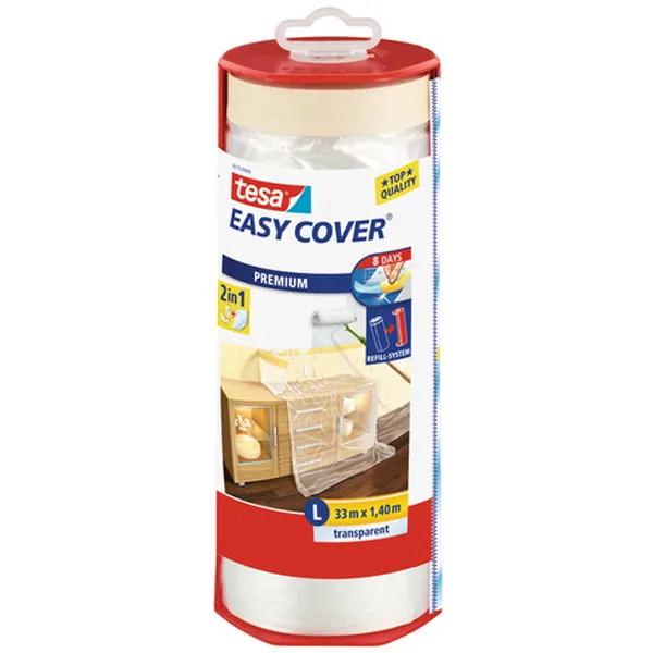 Abdeckfolie Nachfüllrolle tesa Easy Cover Premium 59179 - 1400 mm x 33 m hellbraun Kreppband für Privat/Endverbraucher-Anwendungen