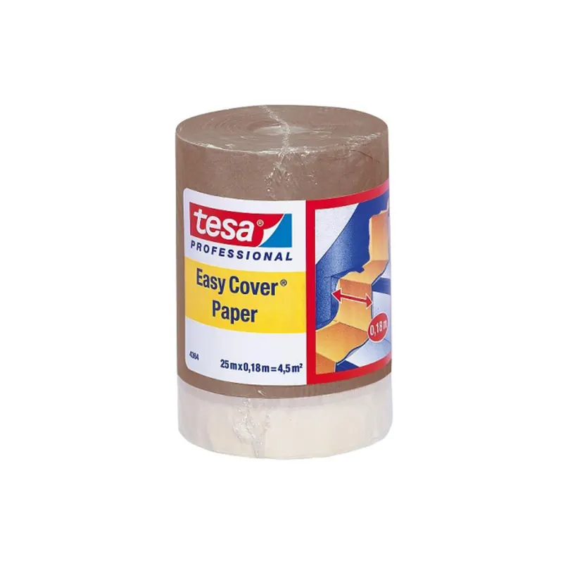 Abdeckfolie tesa Easy Cover 4364 - 180 mm x 25 m kraftbraun Kreppband für Industrie/Gewerbe-Anwendungen  Pckg/10