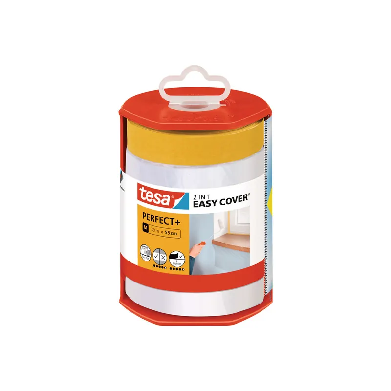 Abdeckfolie tesa Easy Cover Perfect 56570 - 550 mm x 33 m transparent Kreppband für Privat/Endverbraucher-Anwendungen  Pckg/6