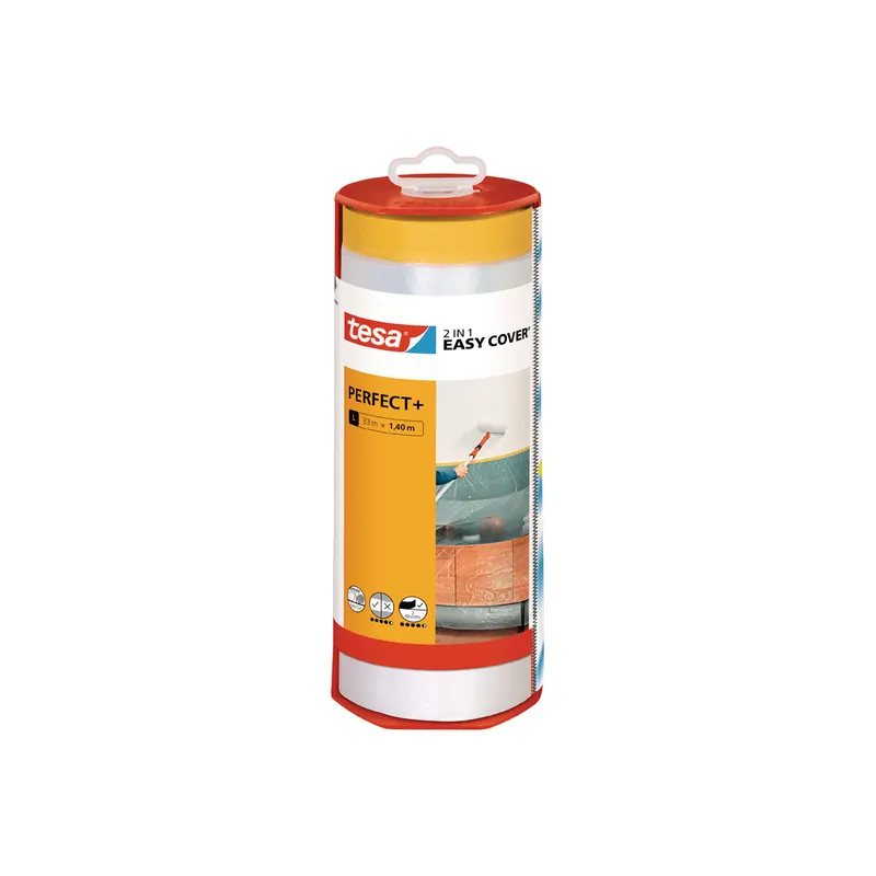 Abdeckfolie tesa Easy Cover Perfect 56571 - 1400 mm x 33 m transparent Kreppband für Privat/Endverbraucher-Anwendungen  Pckg/6