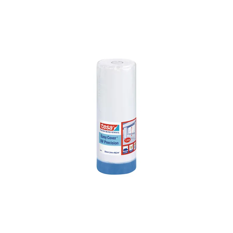 Abdeckfolie tesa Easy Cover Präzision 4411 - 1400 mm x 33 m transparent Kreppband für Industrie/Gewerbe-Anwendungen  Pckg/8