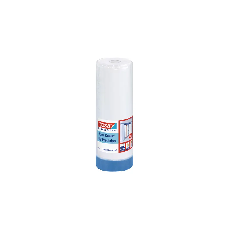 Abdeckfolie tesa Easy Cover Präzision 4411 - 2600 mm x 17 m transparent Kreppband für Industrie/Gewerbe-Anwendungen  Pckg/8