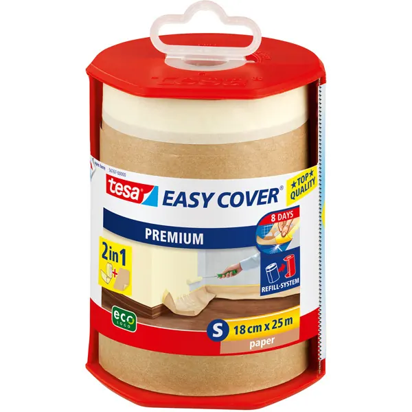 Abdeckfolie tesa Easy Cover Premium 56767 - 180 mm x 25 m hellbraun Kreppband für Privat/Endverbraucher-Anwendungen  Pckg/6