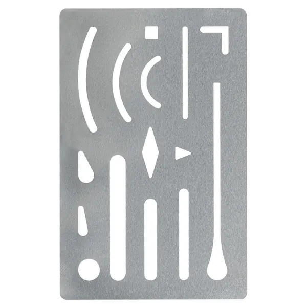 Abrundungsschablone Aristo AH24840 - 90 x 60 mm grau 15 Öffnungen Stahl