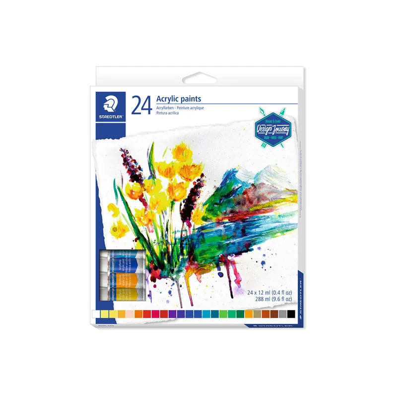Acrylfarben Staedtler 8500C24 - farbig sortiert 24 Farbtuben hochpigmentiert Set 24 x 12 ml