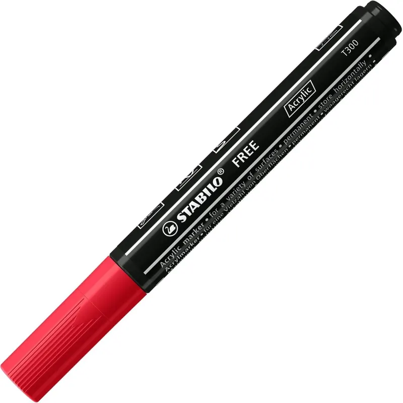 Acrylmarker - STABILO FREE Acrylic - T300 Rundspitze 2-3mm - Einzelstift - karmin
